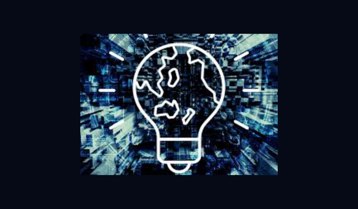 Image of light bulb on multi-shade blue background