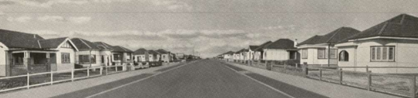 Source: Catalogue - Build with “Asbestolite” asbestos-cement building products - Street of asbestos cement homes in Brighton-Le-Sands, Sydney 