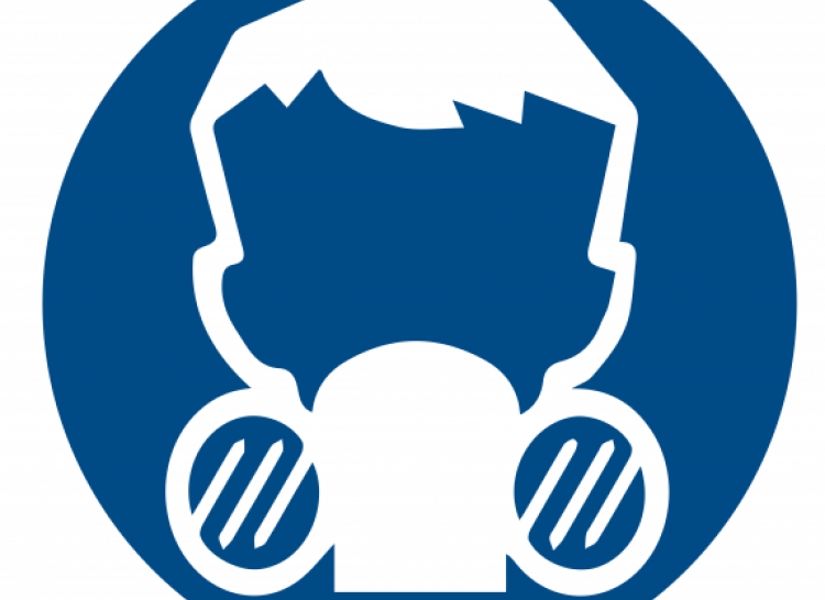 Icon of face in a respirator mask. 