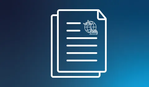 Application form icon with an import icon in the top right corner