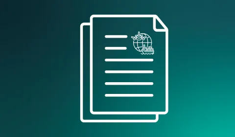 Application form icon with an import icon in the top right corner