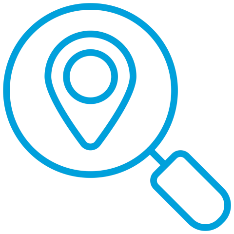 Icon of magnifier looking for location