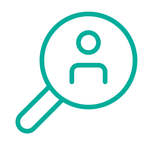 A person inside a magnifier