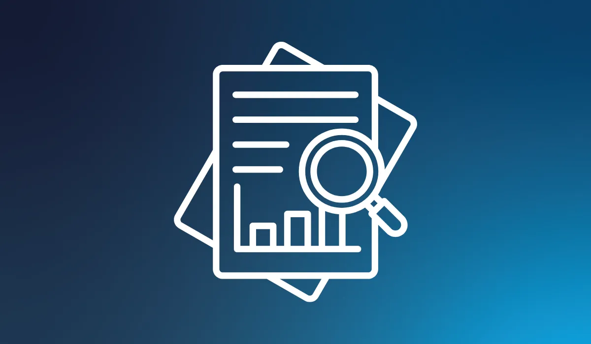 Icon image of research on a blue gradient background