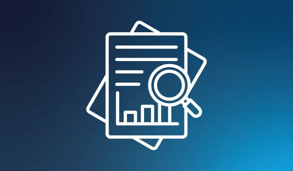 Icon image of research on a blue gradient background