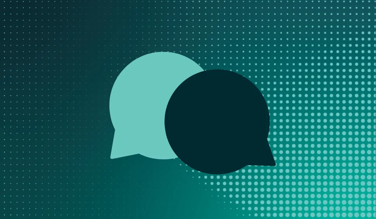 Image of two speech bubbles on a green background